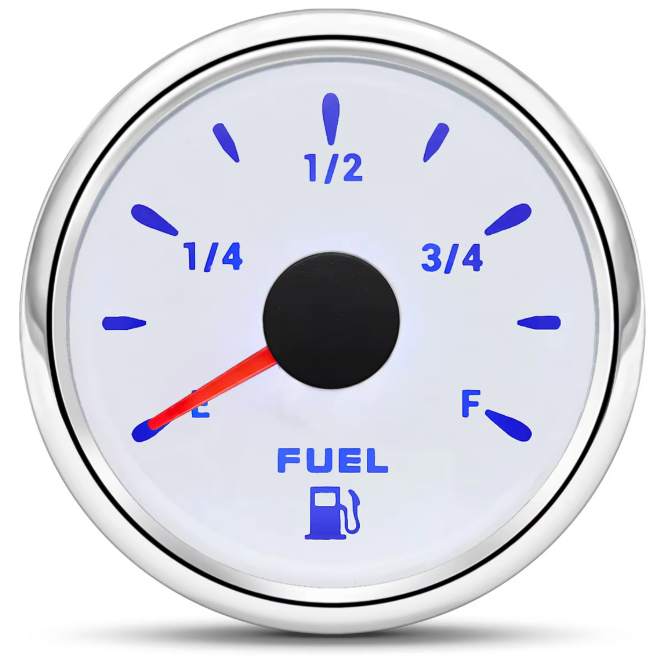 [CX6134-WS] 2" 52mm Fuel Level Gauge With 7 Color Light 0-190ohm (White)